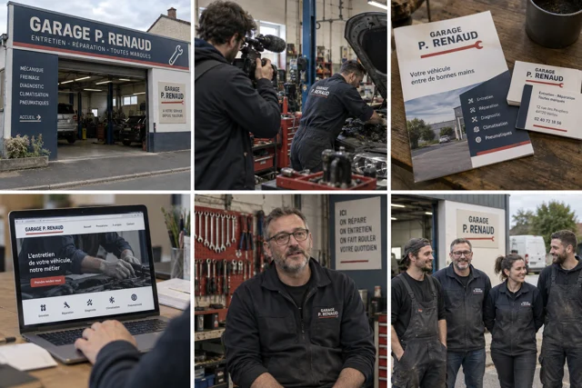 Garage P. Renaud — création portfolio, six vues de l’identité et des supports