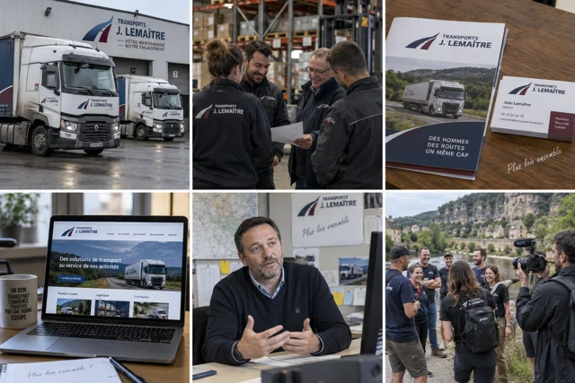 Transports J. Lemaître — création portfolio, six vues de l’identité et des supports