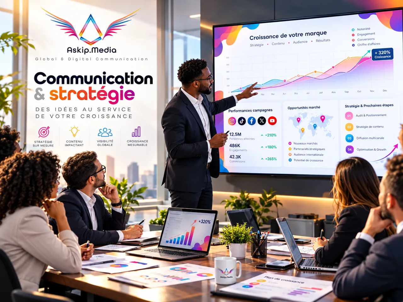 Illustration conceptuelle : Communication & stratégie